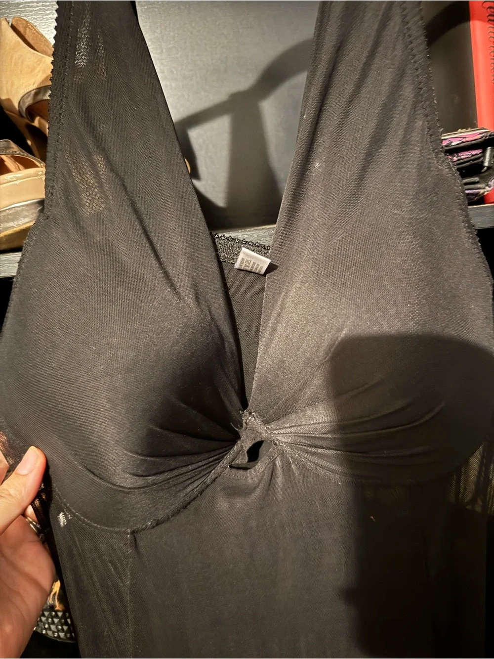 Women's Black Halter lingerie with Knot Front